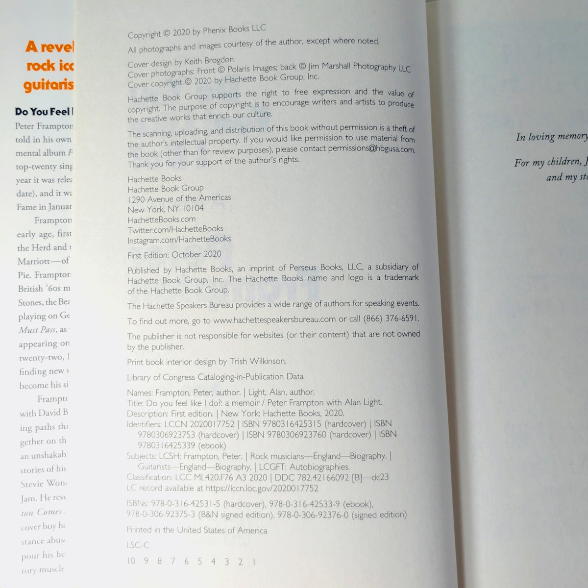 Peter Frampton Autographed Do You Feel Like I Do A Memoir Hardcover Book - Beckett Authentication