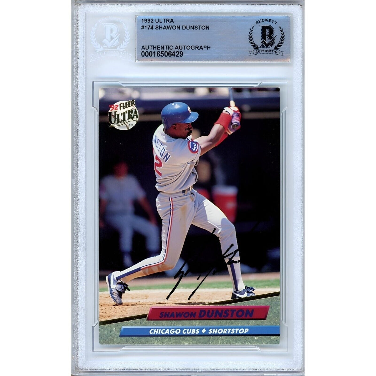 Shawon Dunston Chicago Cubs Signed Autographed Trading Card Beckett BAS