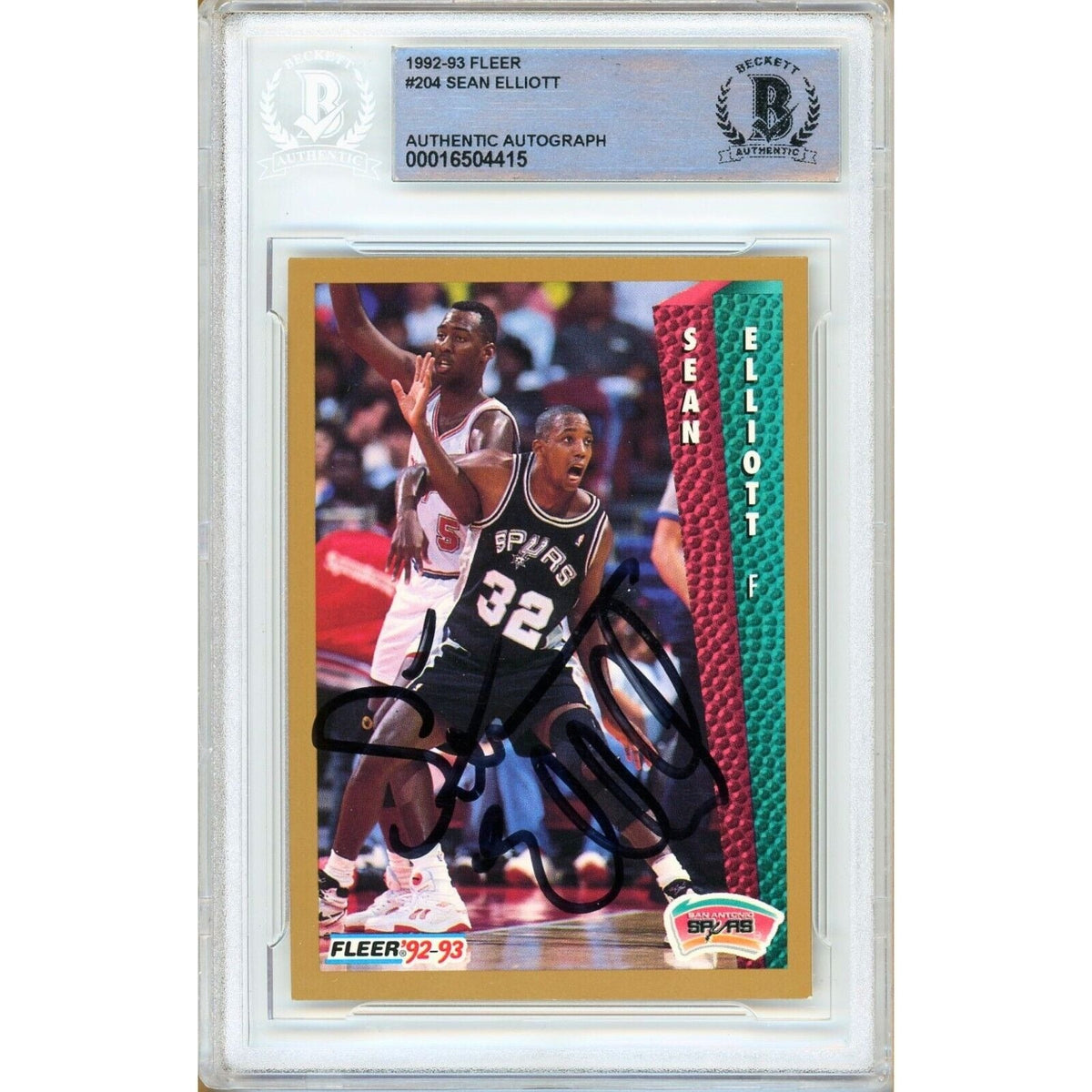 Sean Elliott San Antonio Spurs Autographed Trading Card Beckett BAS