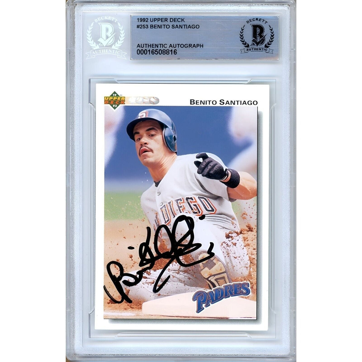 Benito Santiago Upper Deck Autographed Trading Card Beckett BAS