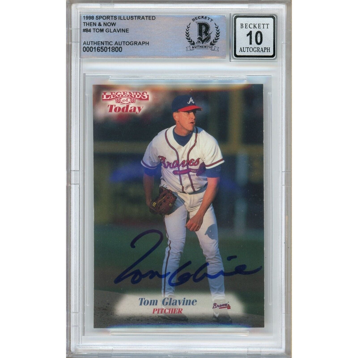 Tom Glavine Atlanta Braves Signed Autographed Trading Card Beckett BGS