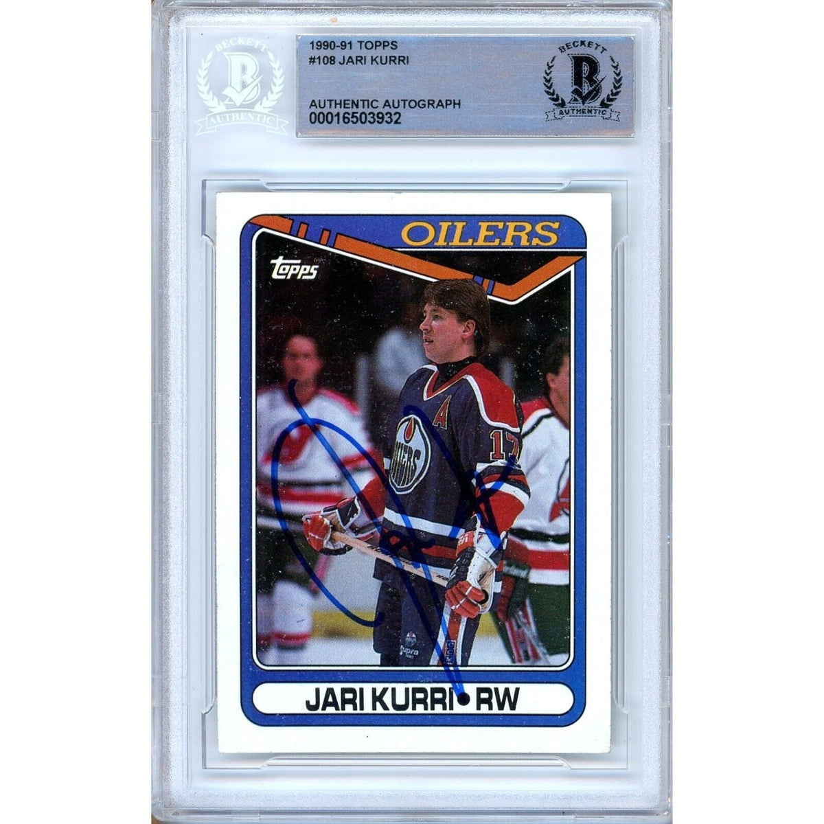 Jari Kurri Edmonton Oilers Autographed Trading Card Beckett BAS