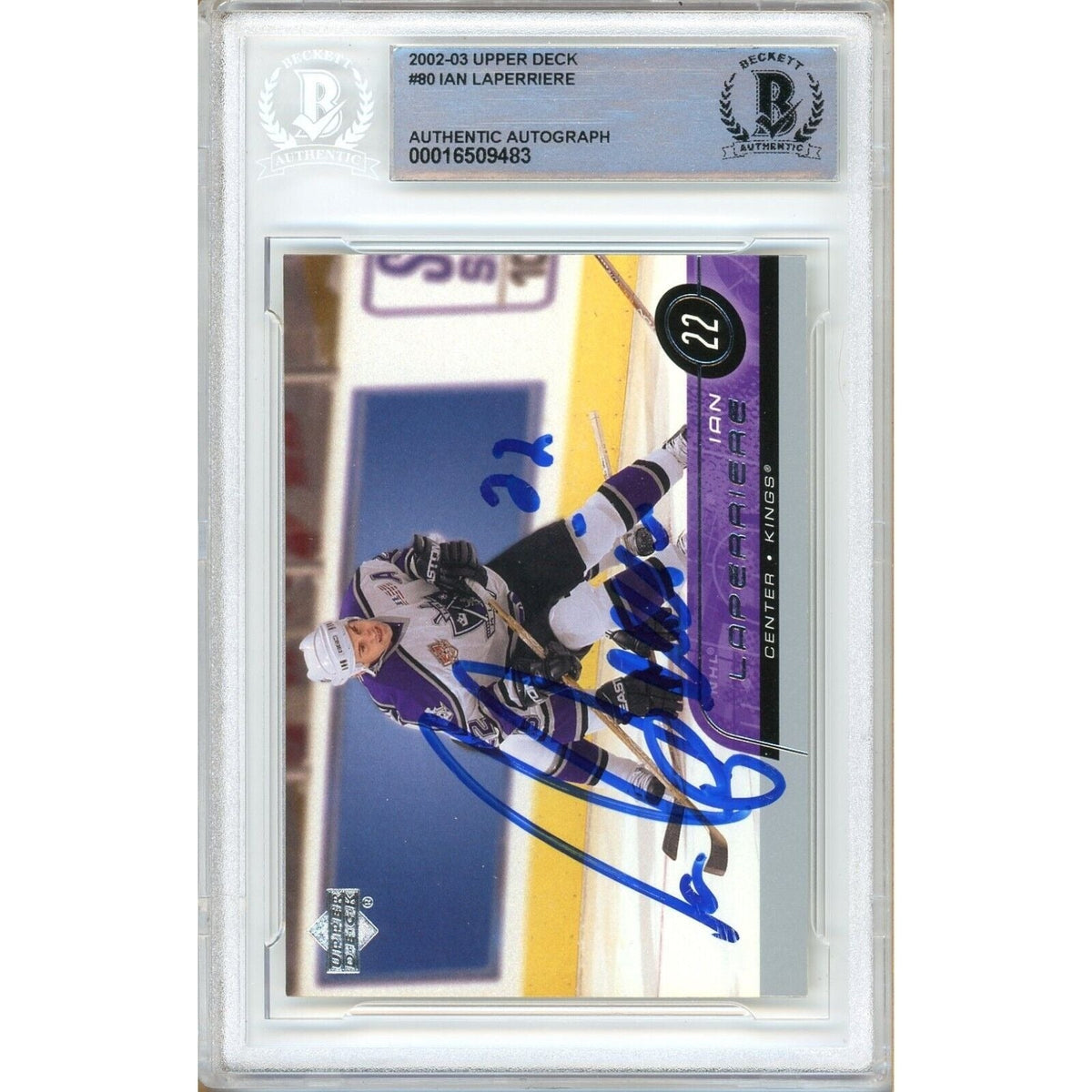 Ian Laperriere Upper Deck Signed Trading Card Beckett BAS