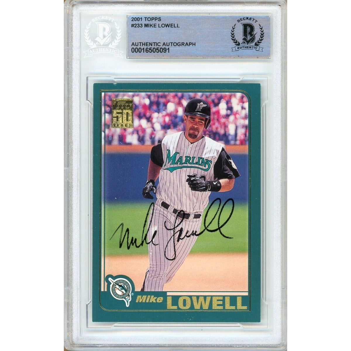 Mike Lowell Florida Marlins Signed Autographed Trading Card Beckett BAS