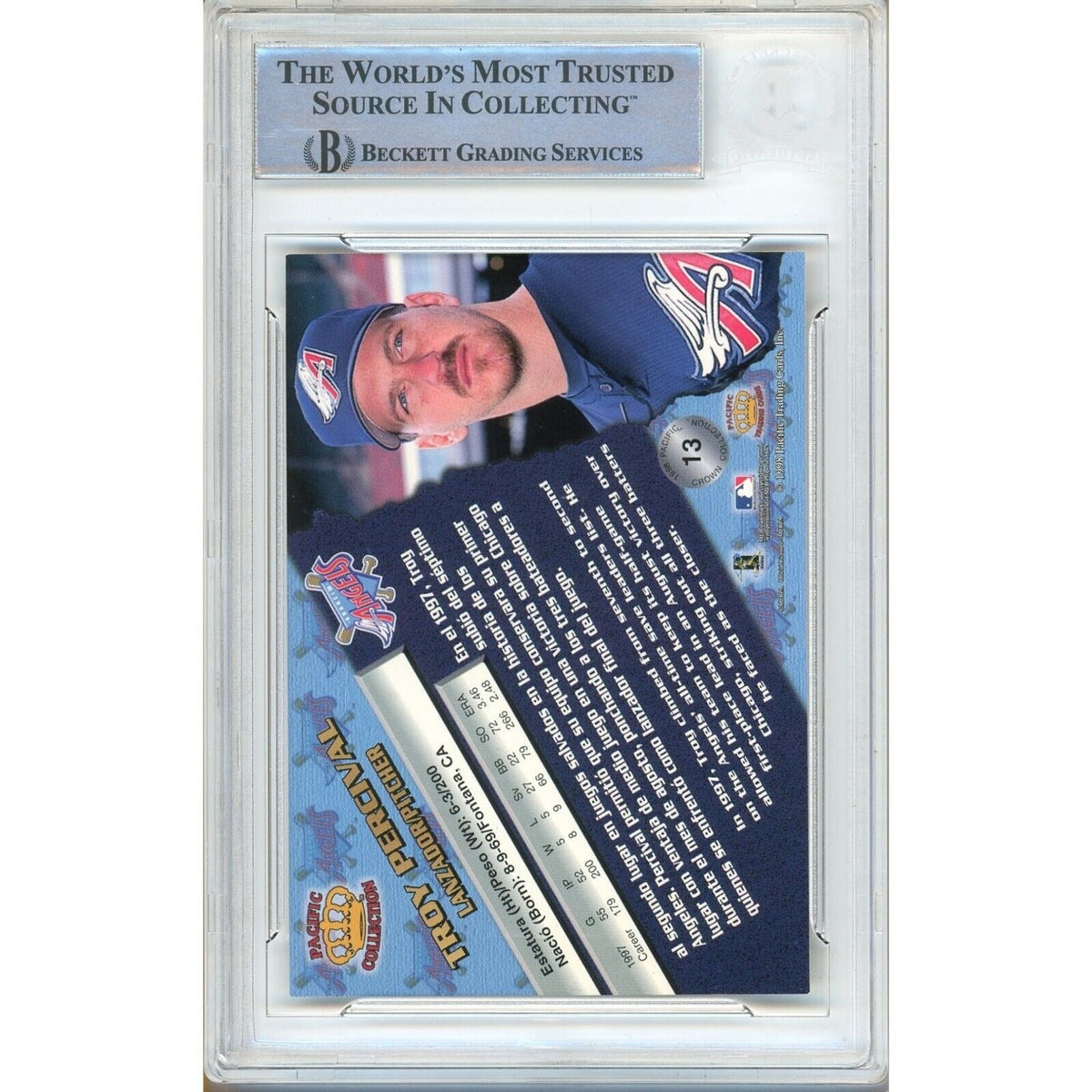 Troy Percival Anaheim Angels Signed Auto Trading Card Beckett BAS