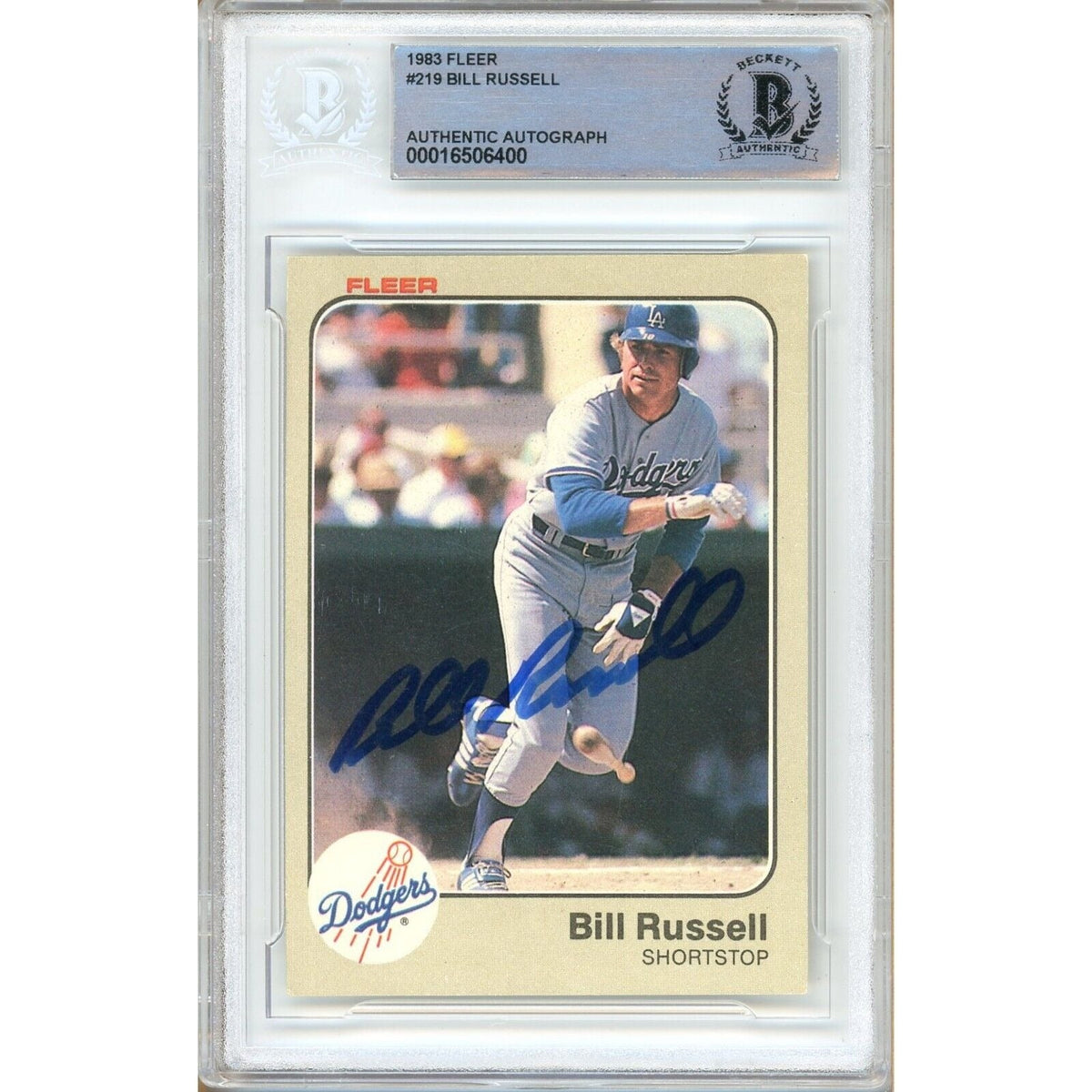 Bill Russell Los Angeles Dodgers Autographed Trading Card Beckett BAS