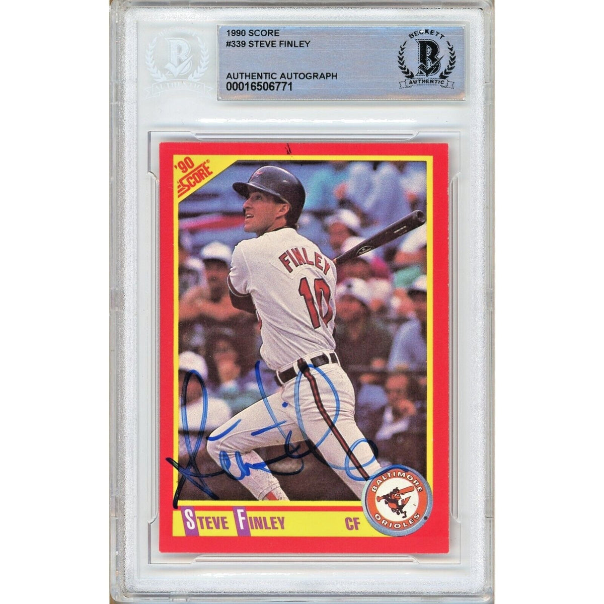 Steve Finley Baltimore Orioles Signed Autographed Trading Card Beckett BAS