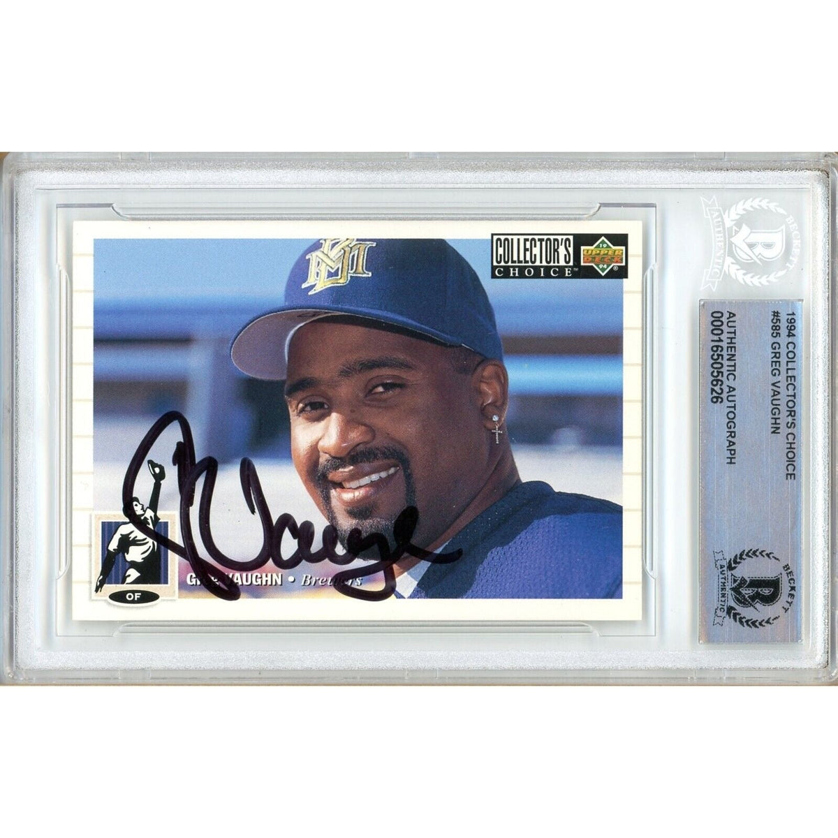 Greg Vaughn Collectors Choice Autographed Trading Card Beckett BAS