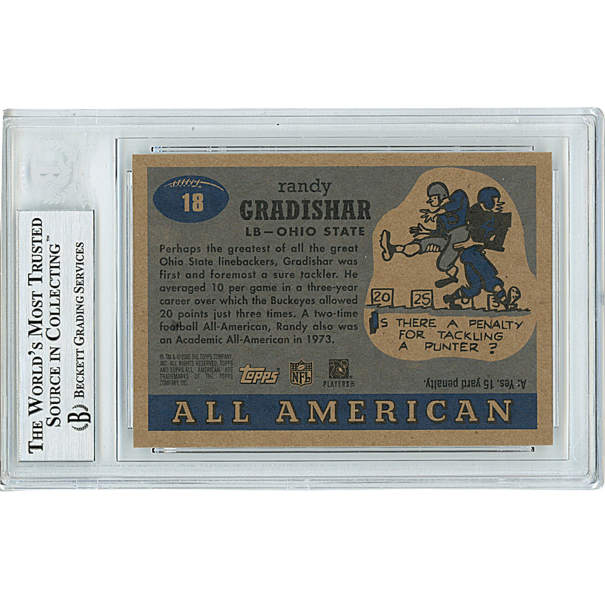 Randy Gradishar Signed Ohio State Autograph Trading Card Beckett BGS