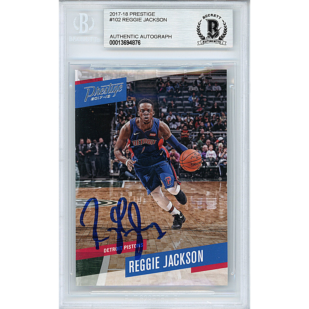 Reggie Jackson Signed Detroit Pistons Autographed Trading Card Beckett BGS