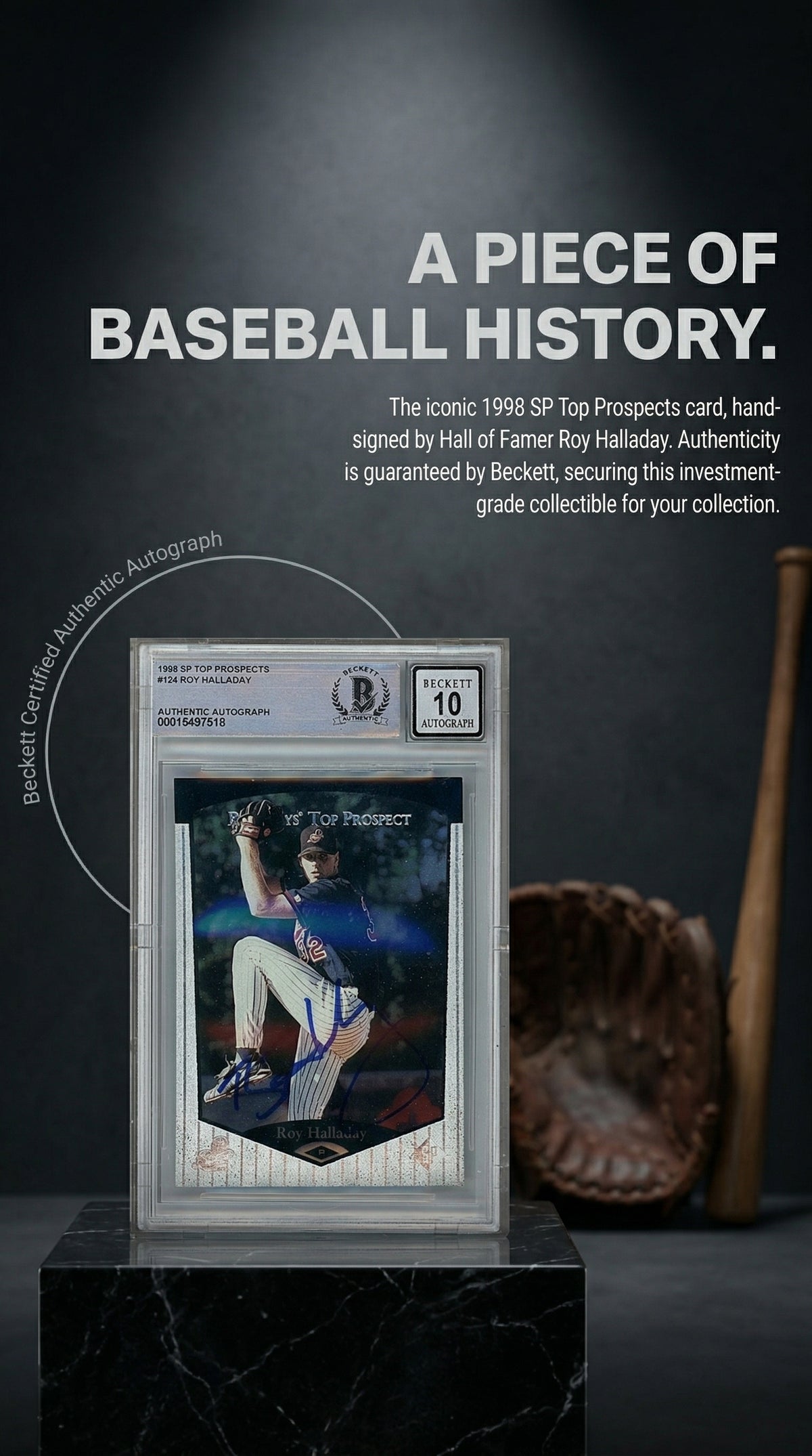 Roy Halladay Autographed 1998 SP Top Prospects # 124 - Toronto Blue Jays - Beckett Authentication