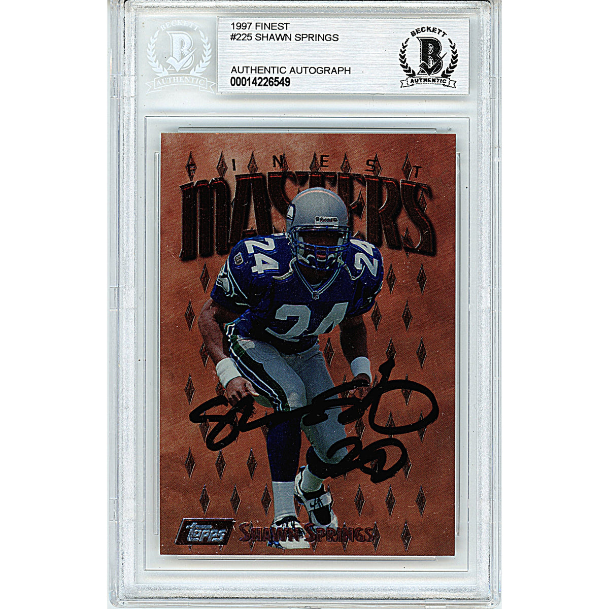 Shawn Springs Signed Seattle Seahawks Autographed Trading Card Beckett BGS