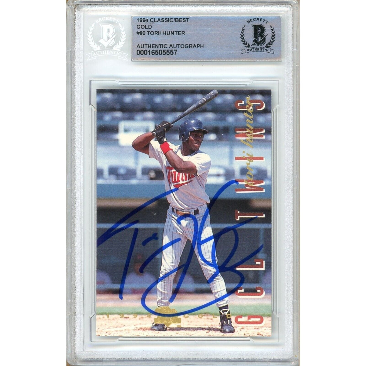 Torii Hunter Minnesota Twins Signed Autographed Trading Card Beckett BAS