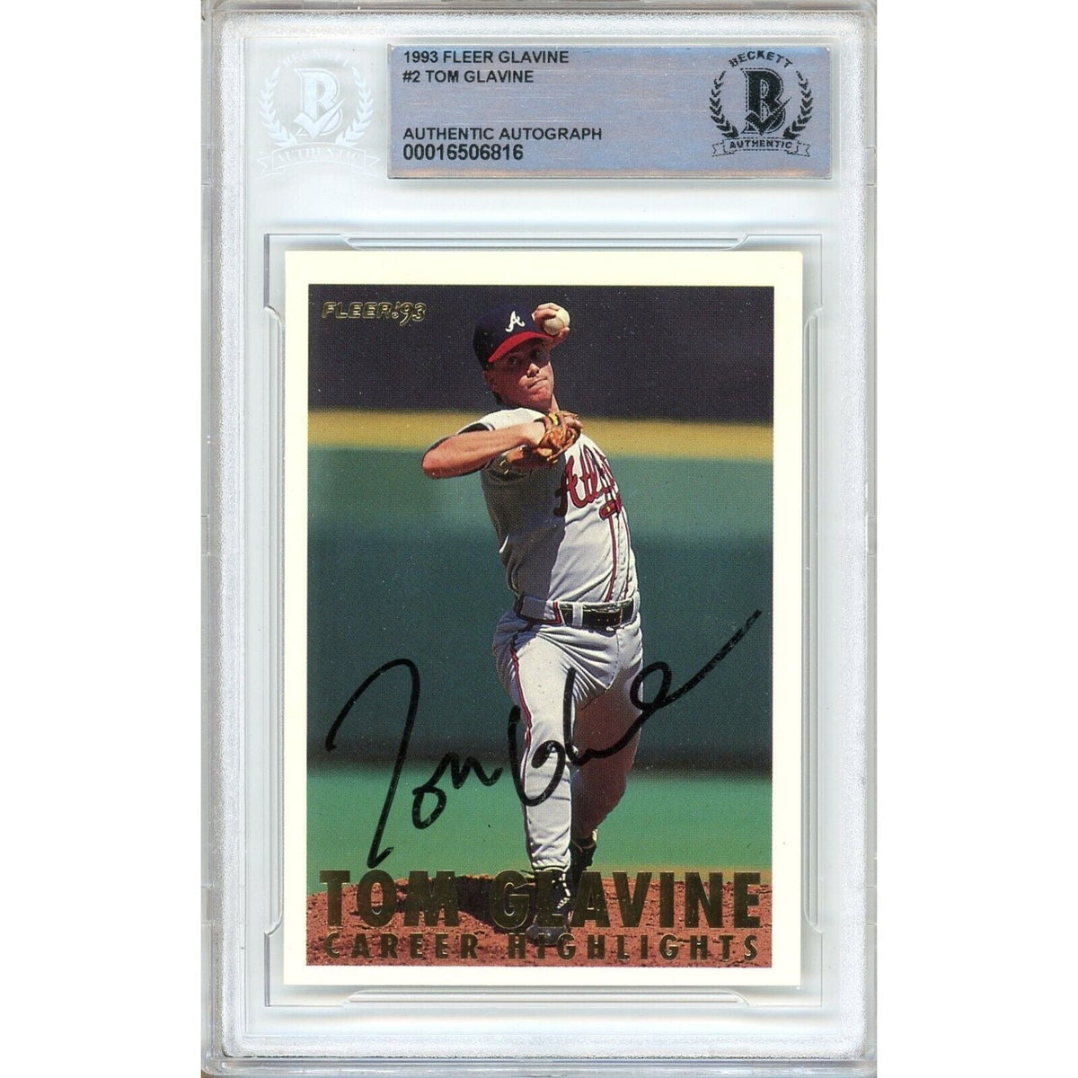 Tom Glavine Atlanta Braves Signed Autographed Trading Card Beckett BAS