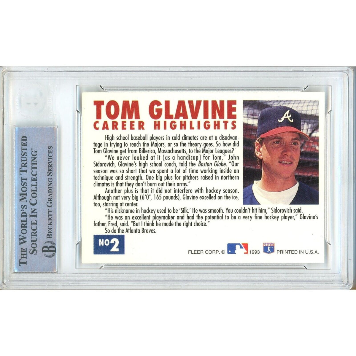 Tom Glavine Atlanta Braves Signed Trading Card Beckett BAS
