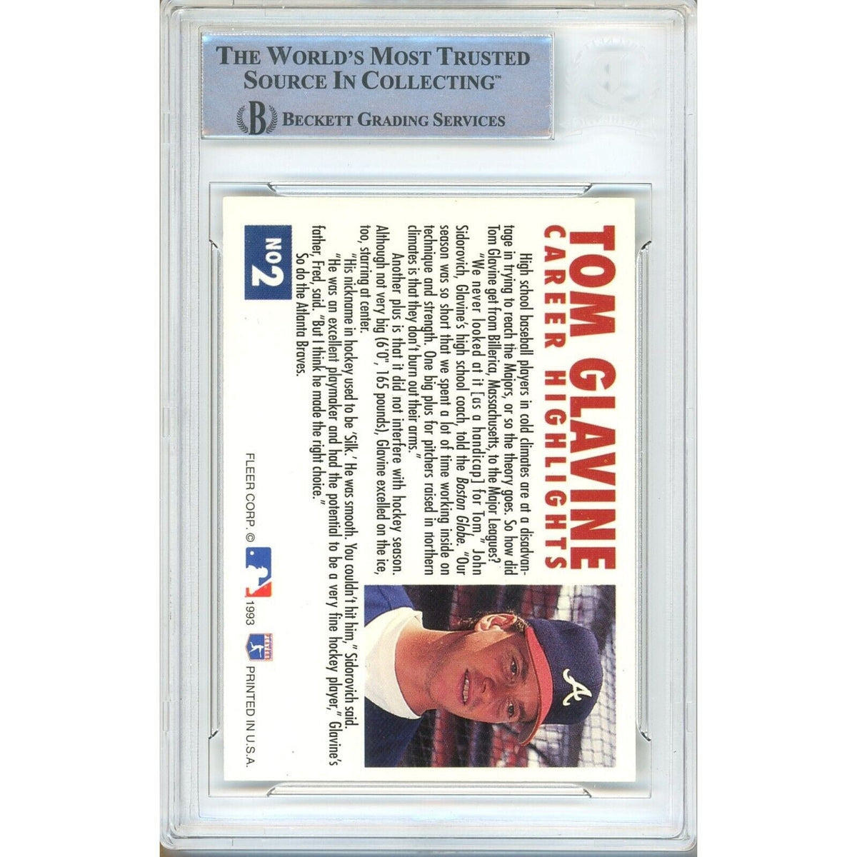 Tom Glavine Atlanta Braves Signed Autograph Trading Card Beckett BAS