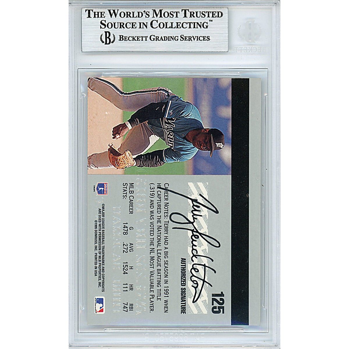 Terry Pendleton Signed Florida Marlins Auto Trading Card Beckett BGS