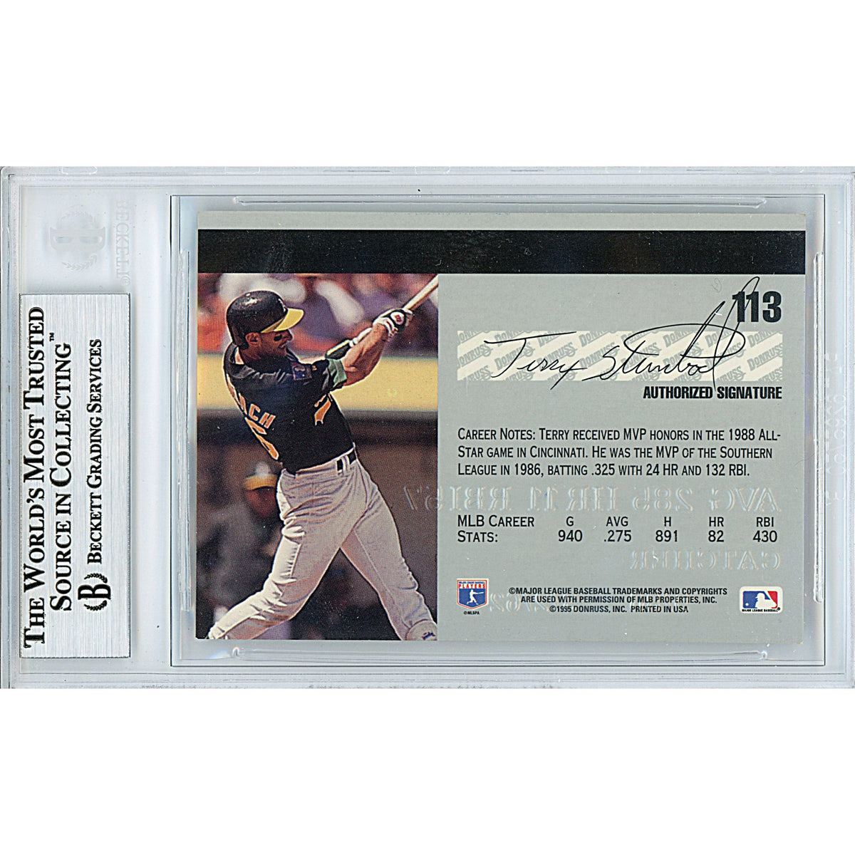 Terry Steinbach Signed Oakland Athletics Autograph Trading Card Beckett BAS