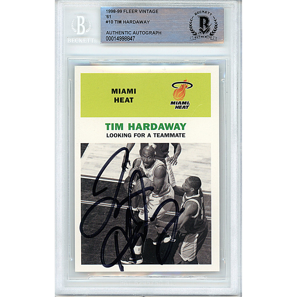 Tim Hardaway Signed Miami Heat Autographed Trading Card Beckett BGS