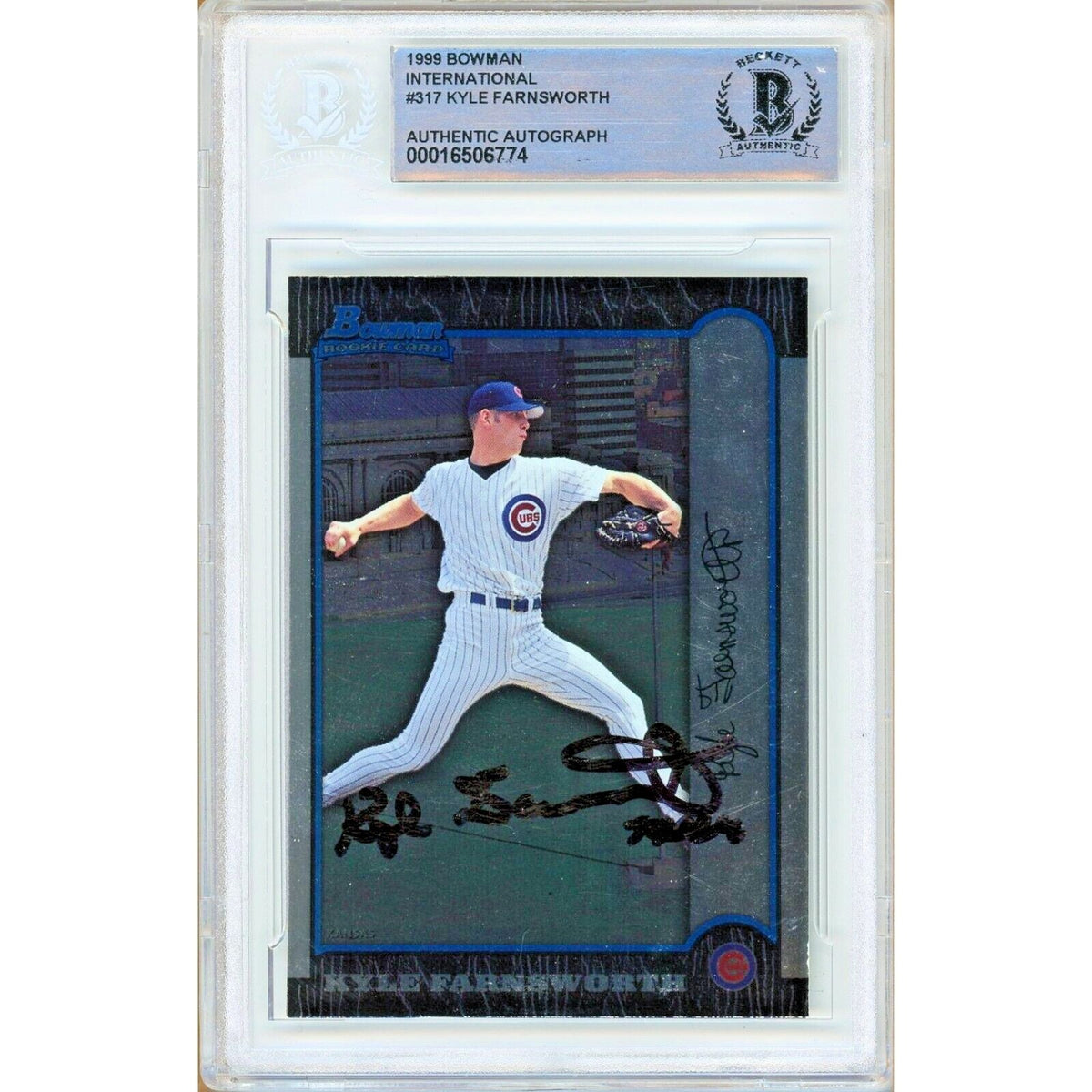 Kyle Farnsworth Bowman International Autographed Trading Card Beckett BAS