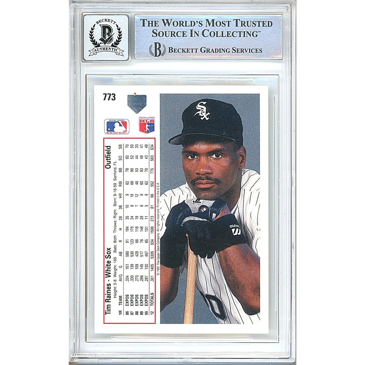 Tim Raines Chicago White Sox Signed Trading Card Beckett BGS