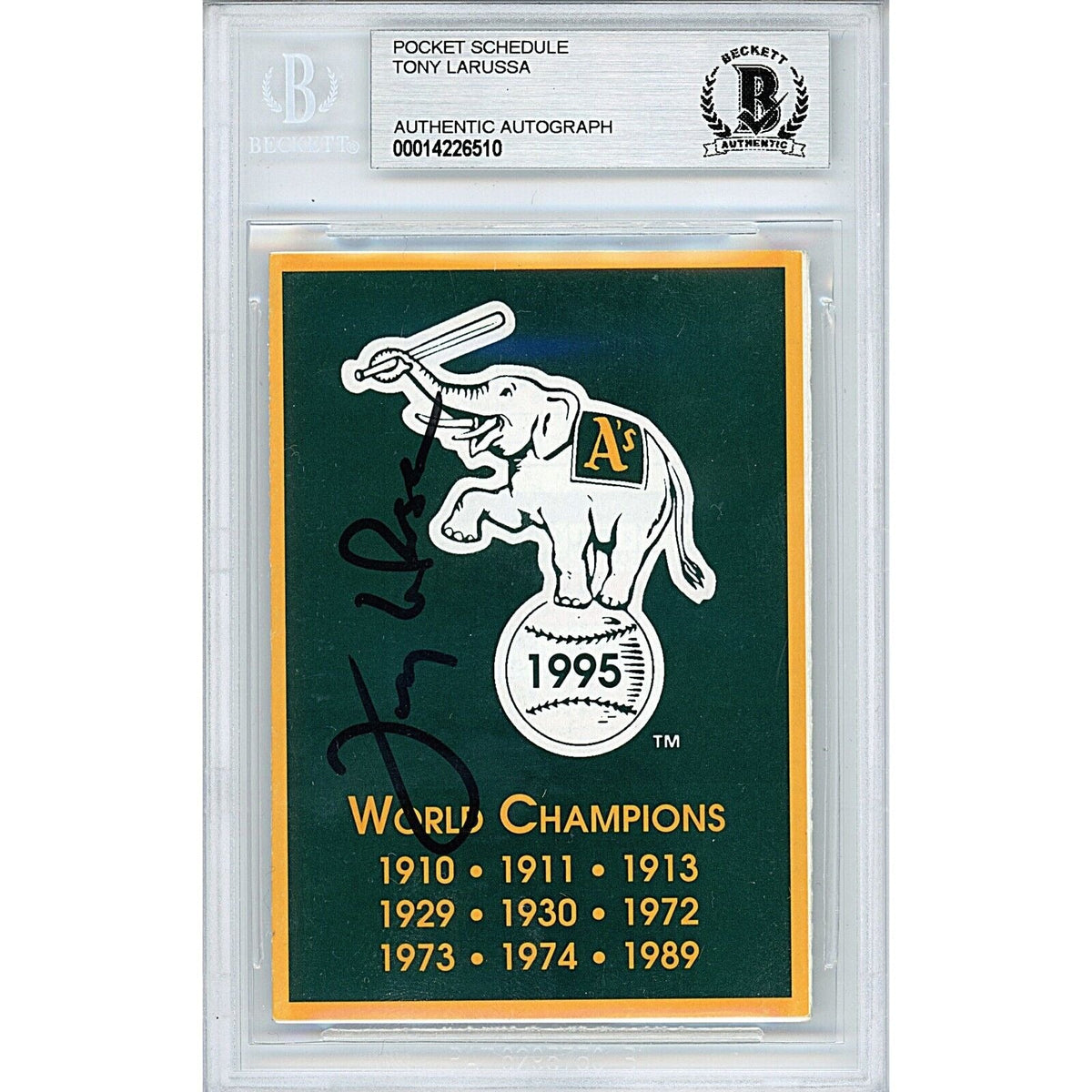 Tony Oakland Athletics Signed Autographed Trading Card Beckett BAS