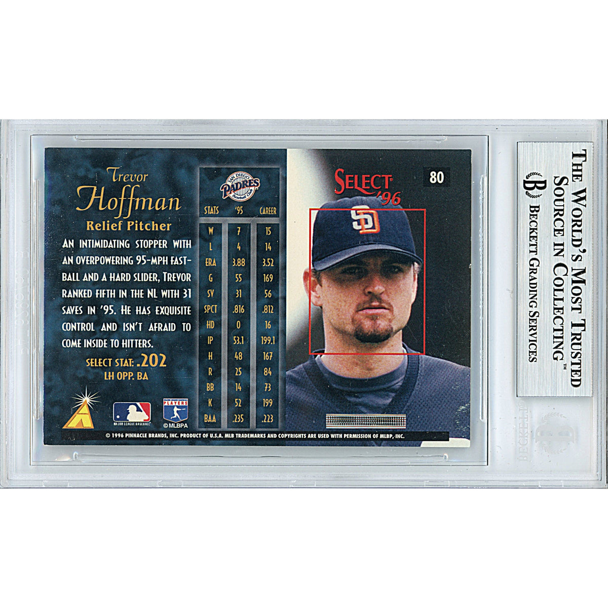 Trevor Hoffman Signed San Diego Autograph Trading Card Beckett BGS