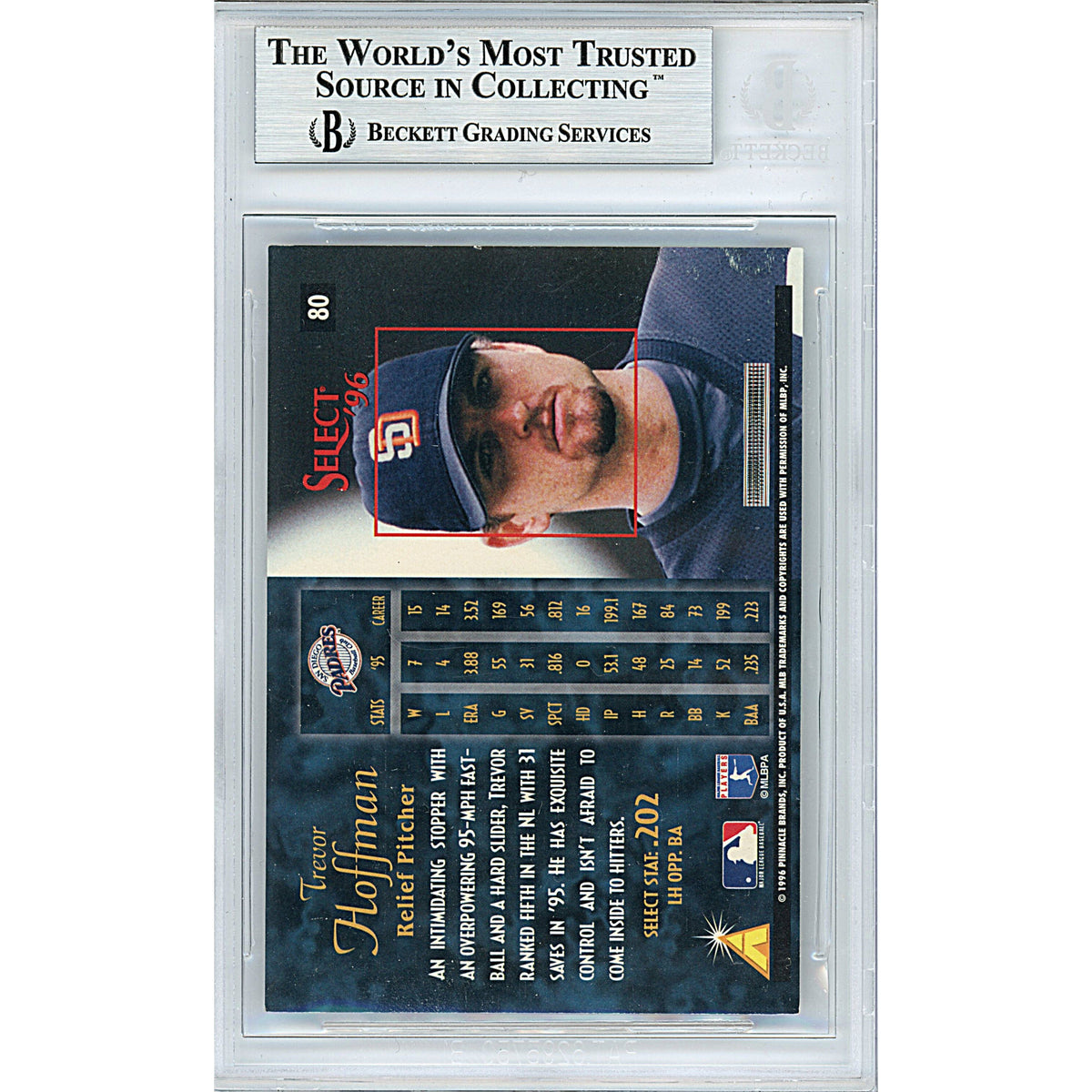 Trevor Hoffman Signed San Diego Auto Trading Card Beckett BGS