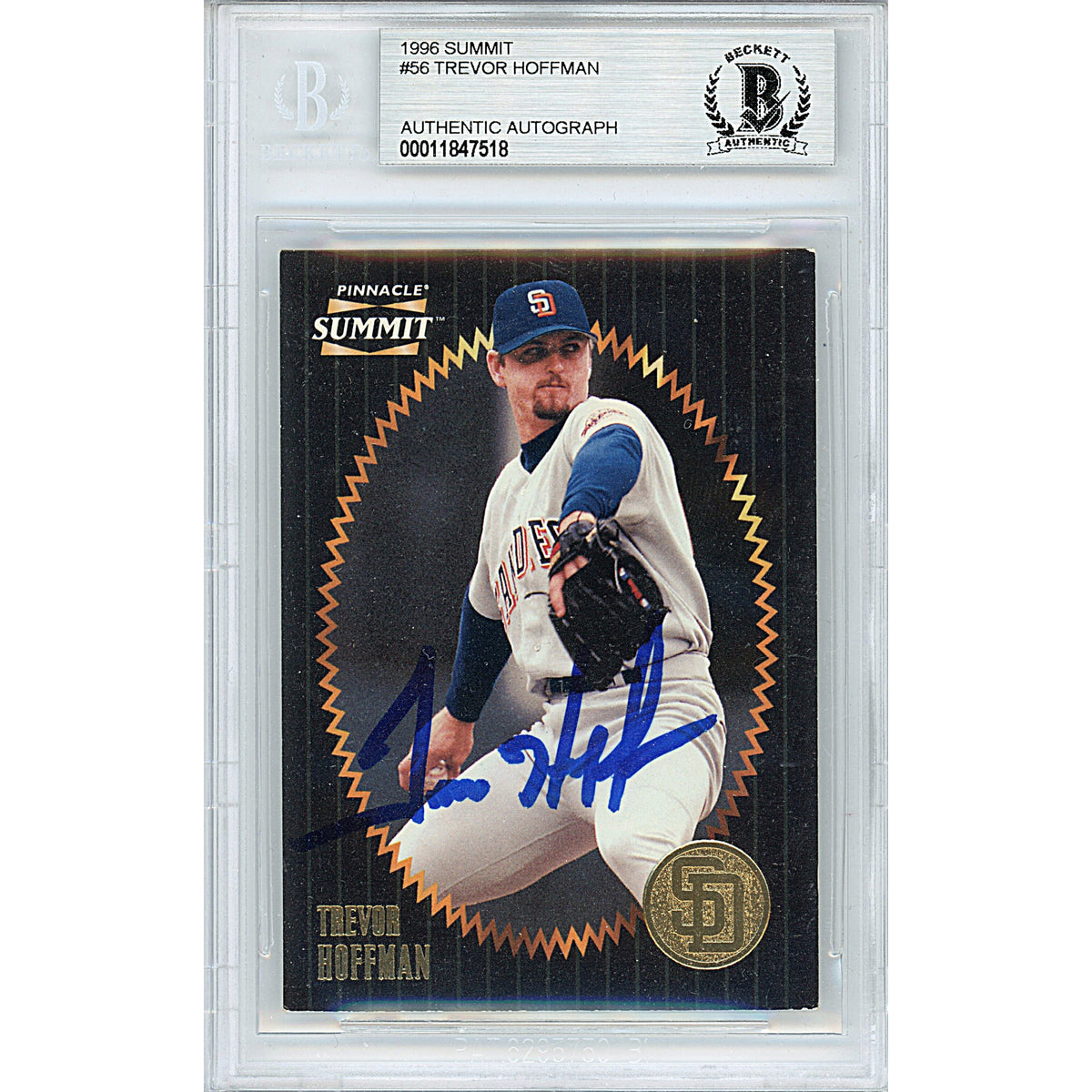 Trevor Hoffman Signed San Diego Autographed Trading Card Beckett BGS