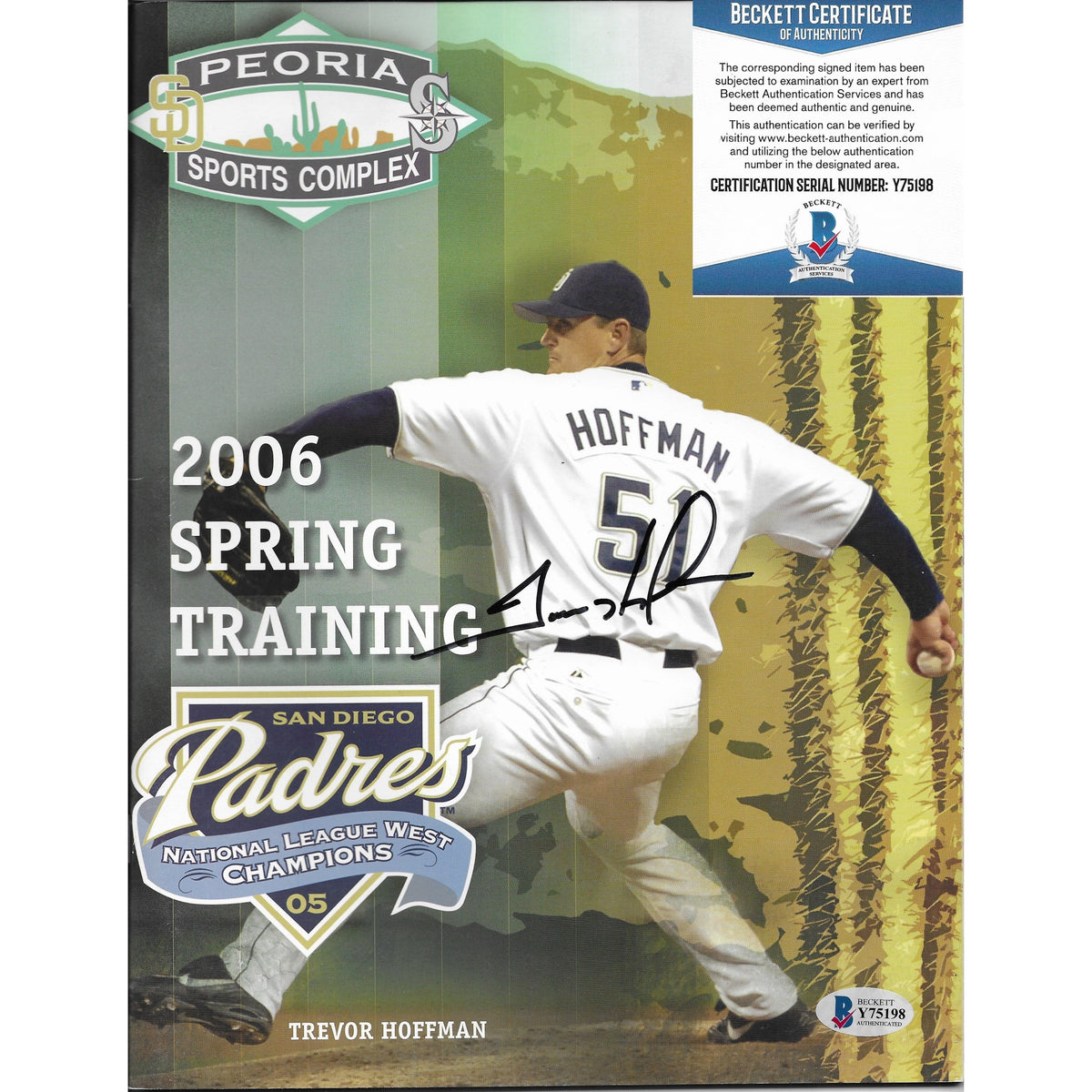 Trevor Hoffman Signed San Diego Autographed Jersey Beckett BAS