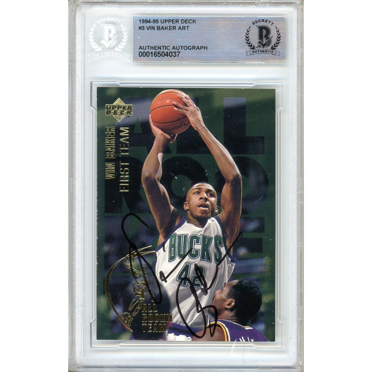 Vin Baker Milwaukee Bucks Signed Autographed Trading Card Beckett BAS