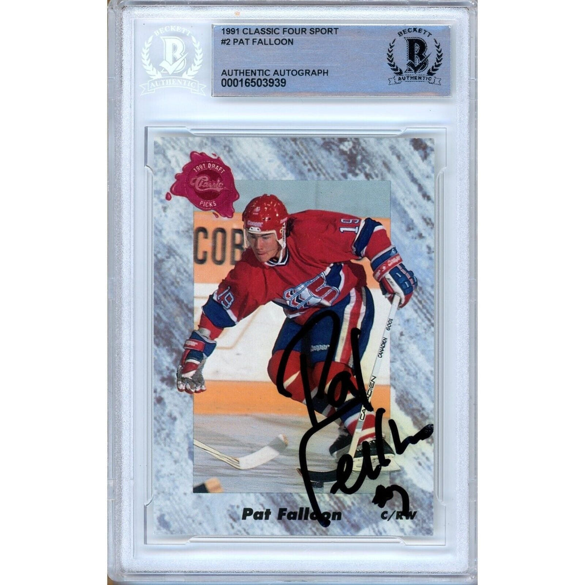 Pat Falloon San Jose Sharks Autographed Trading Card Beckett BAS