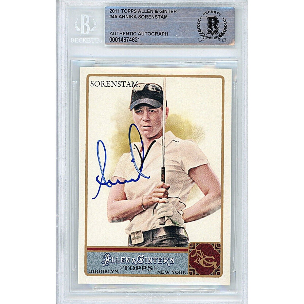 Annika Sorenstam Topps Allen Autographed Trading Card Beckett BAS