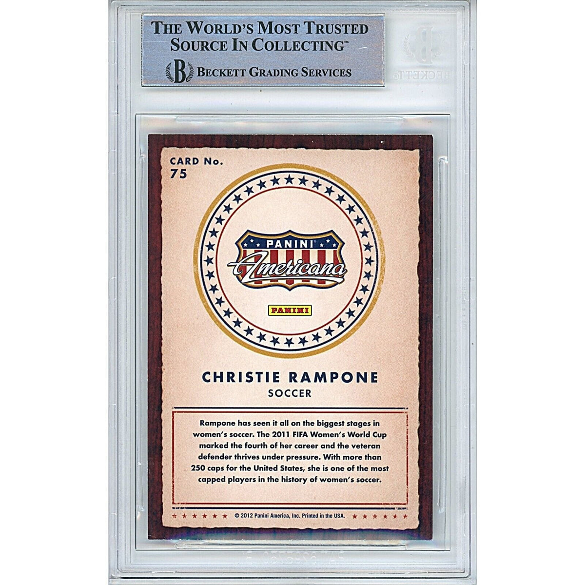 Christie Rampone Panini Americana Heroes Signed Trading Card Beckett BAS