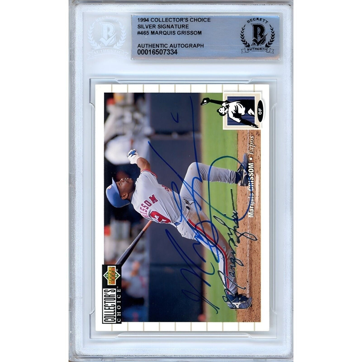 Marquis Grissom Montreal Expos Signed Trading Card Beckett BAS