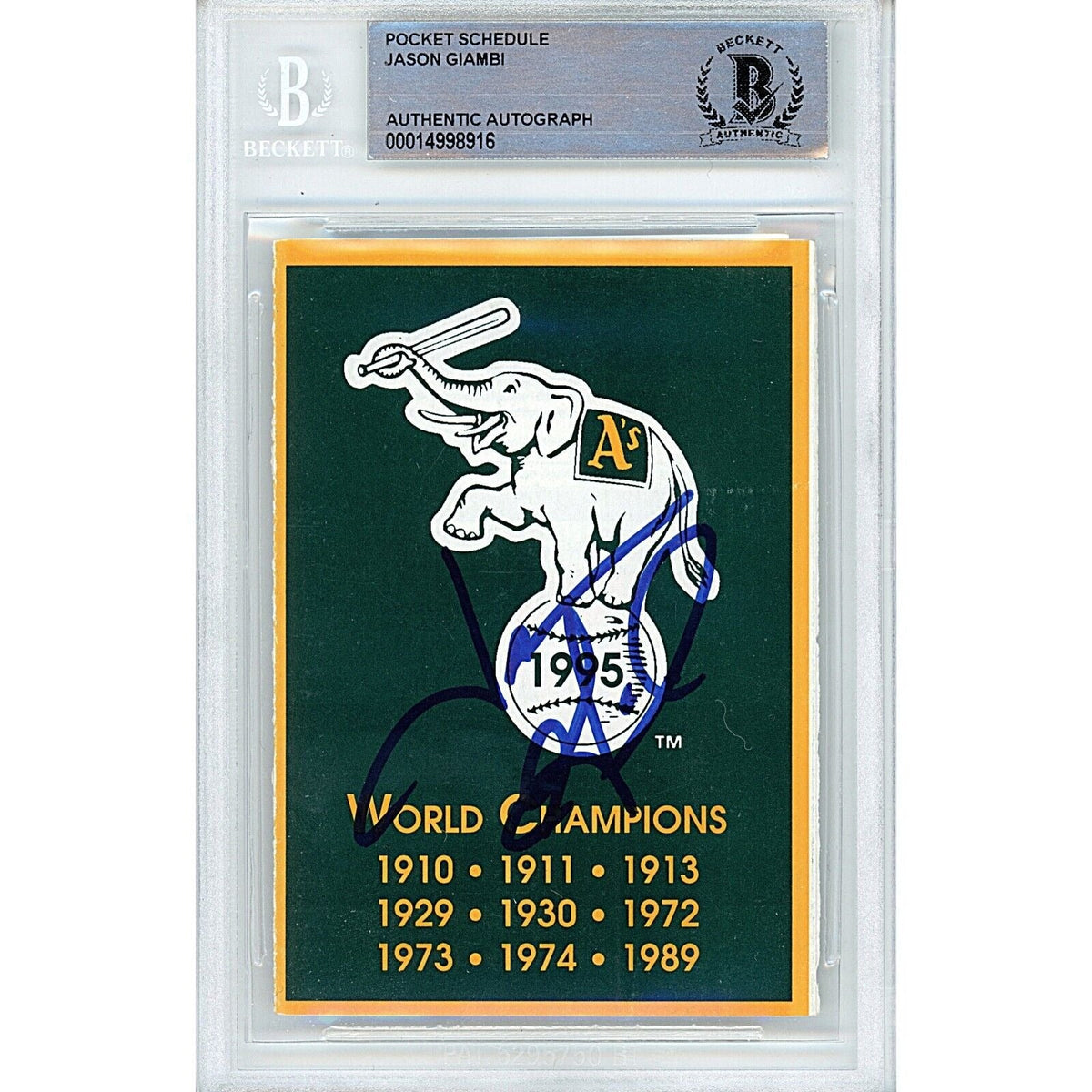 Jason Giambi Oakland Athletics Autographed Trading Card Beckett BAS