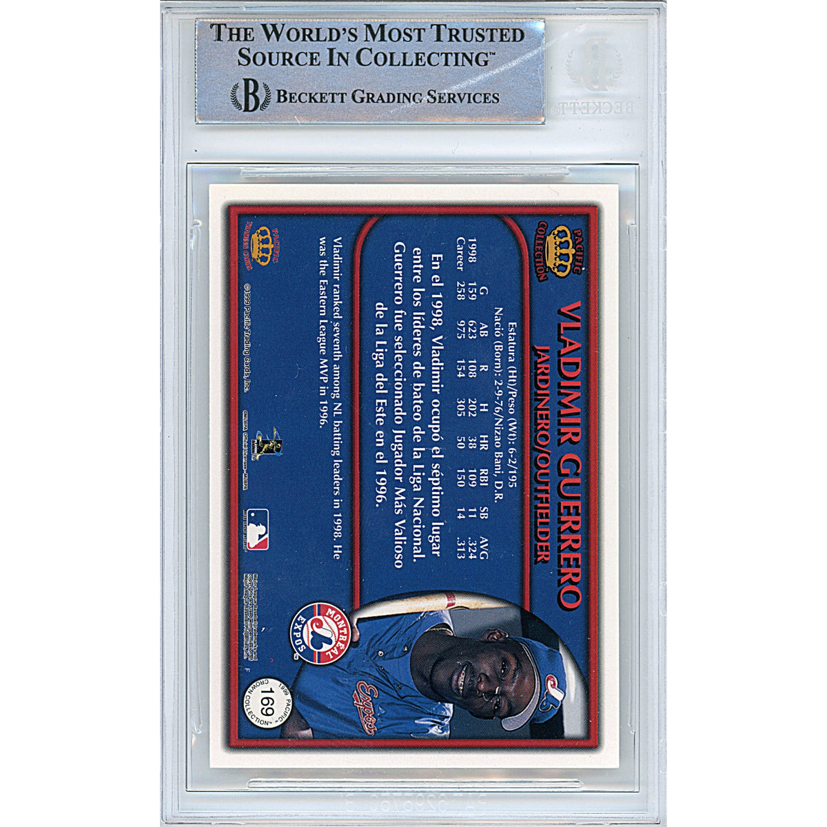 Vladimir Guerrero Signed Montreal Expos Autograph Trading Card Beckett BGS