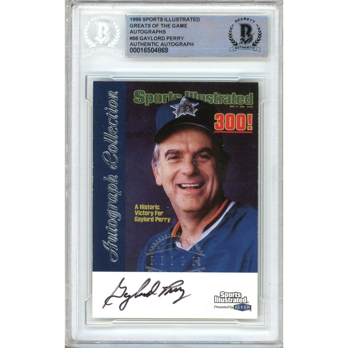 Gaylord Perry Fleer Sports Illustrated Greats Autographed Trading Card Beckett BAS