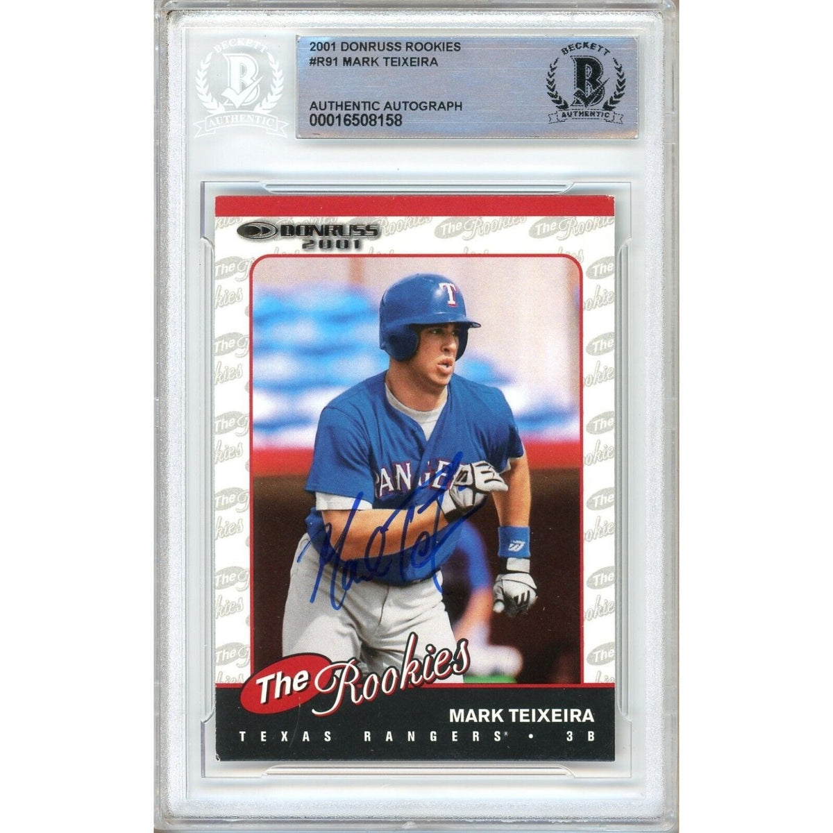 Mark Teixeira Texas Rangers Signed Autographed Trading Card Beckett BAS