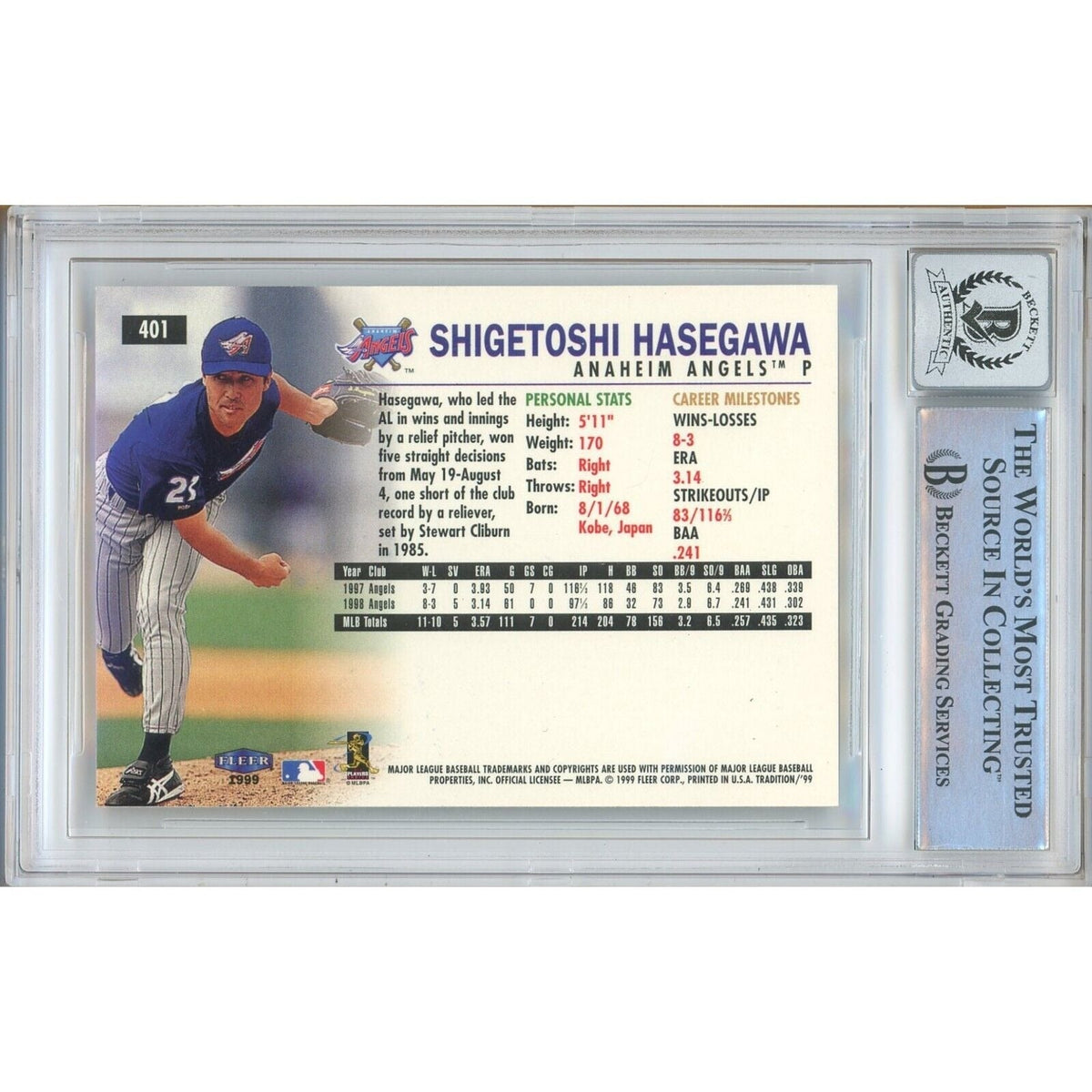 Shigetoshi Hasegawa Signed Trading Card Beckett BGS