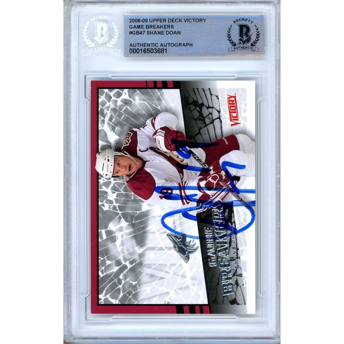 Shane Doan Arizona Coyotes Signed Trading Card Beckett BAS