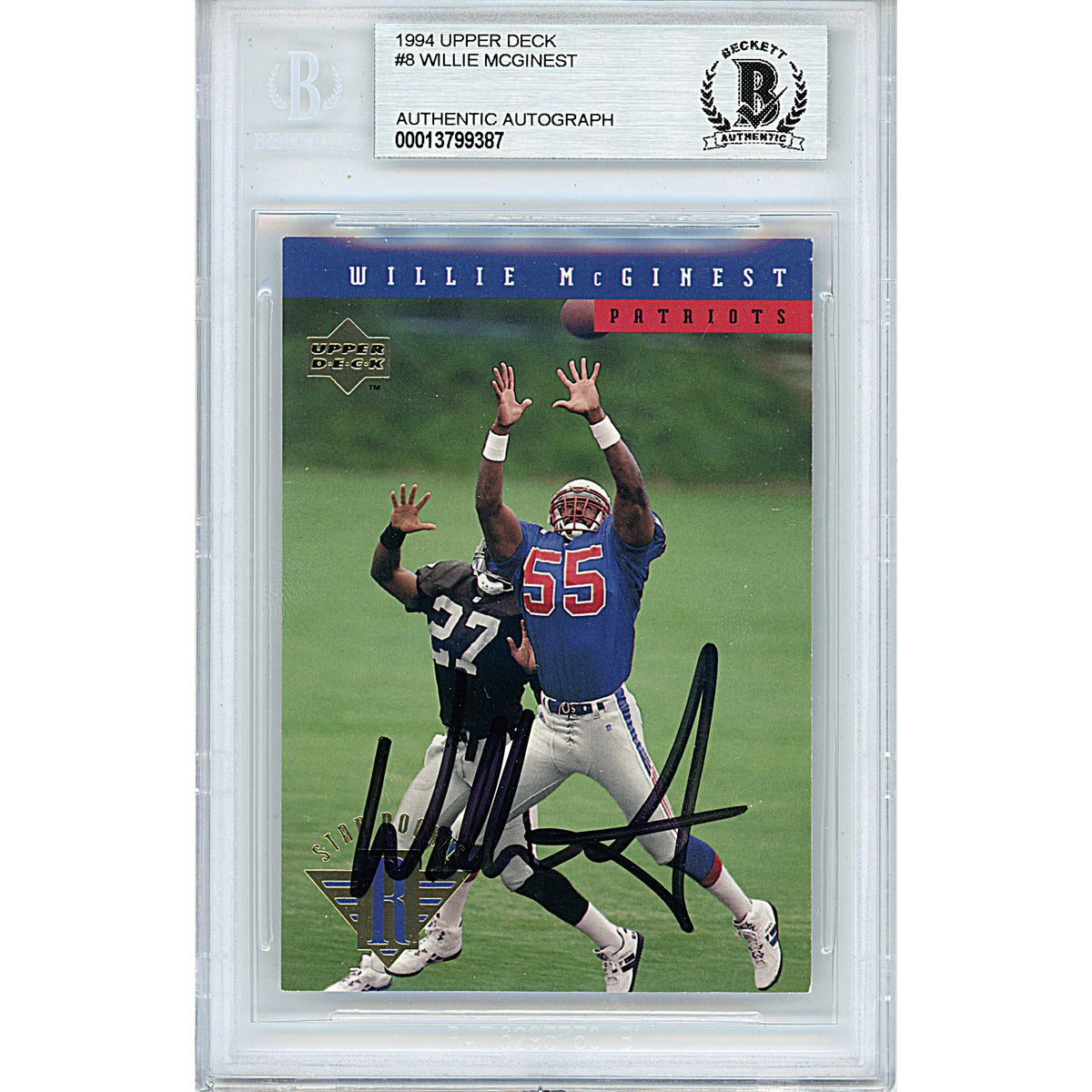 Willie Signed New England Patriots Autographed Trading Card Beckett BGS