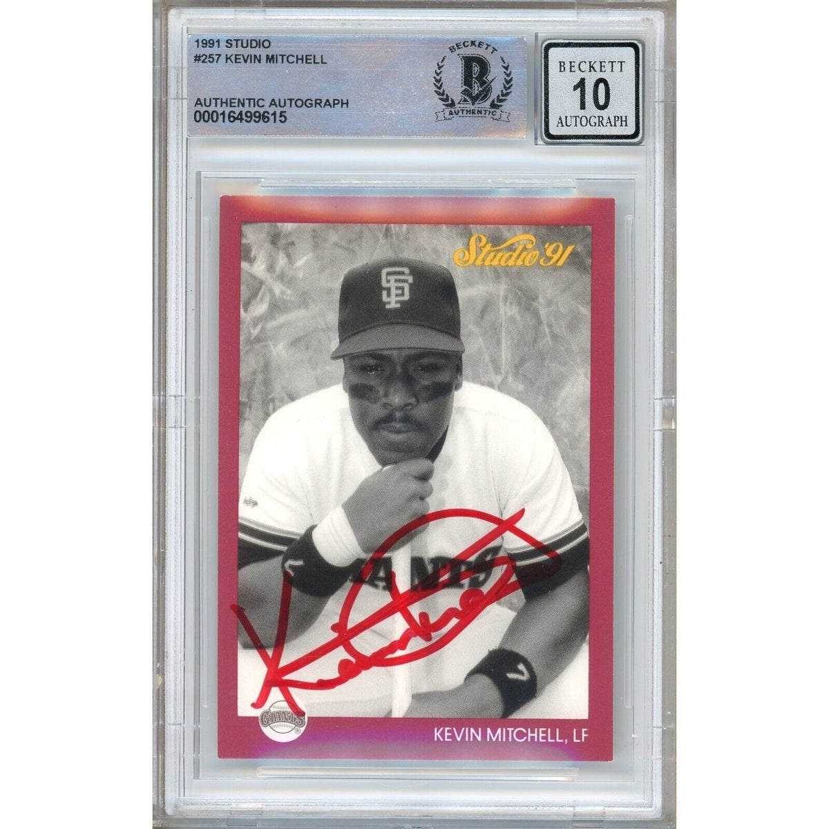 Kevin Mitchell Donruss Studio Autographed Trading Card Beckett BGS
