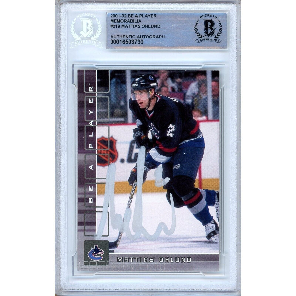 Mattias Ohlund Vancouver Canucks Signed Autographed Trading Card Beckett BAS