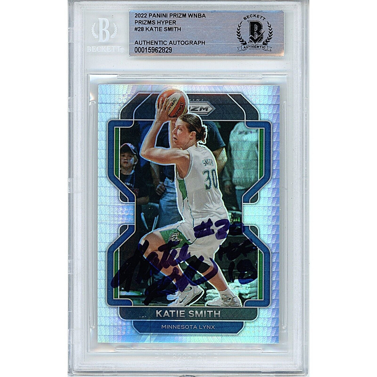 Katie Smith Panini Hyper Prizm Autographed Trading Card Beckett BAS
