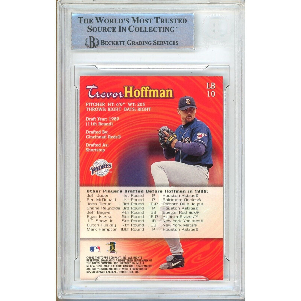 Trevor Hoffman San Diego Padres Signed Trading Card Beckett BAS