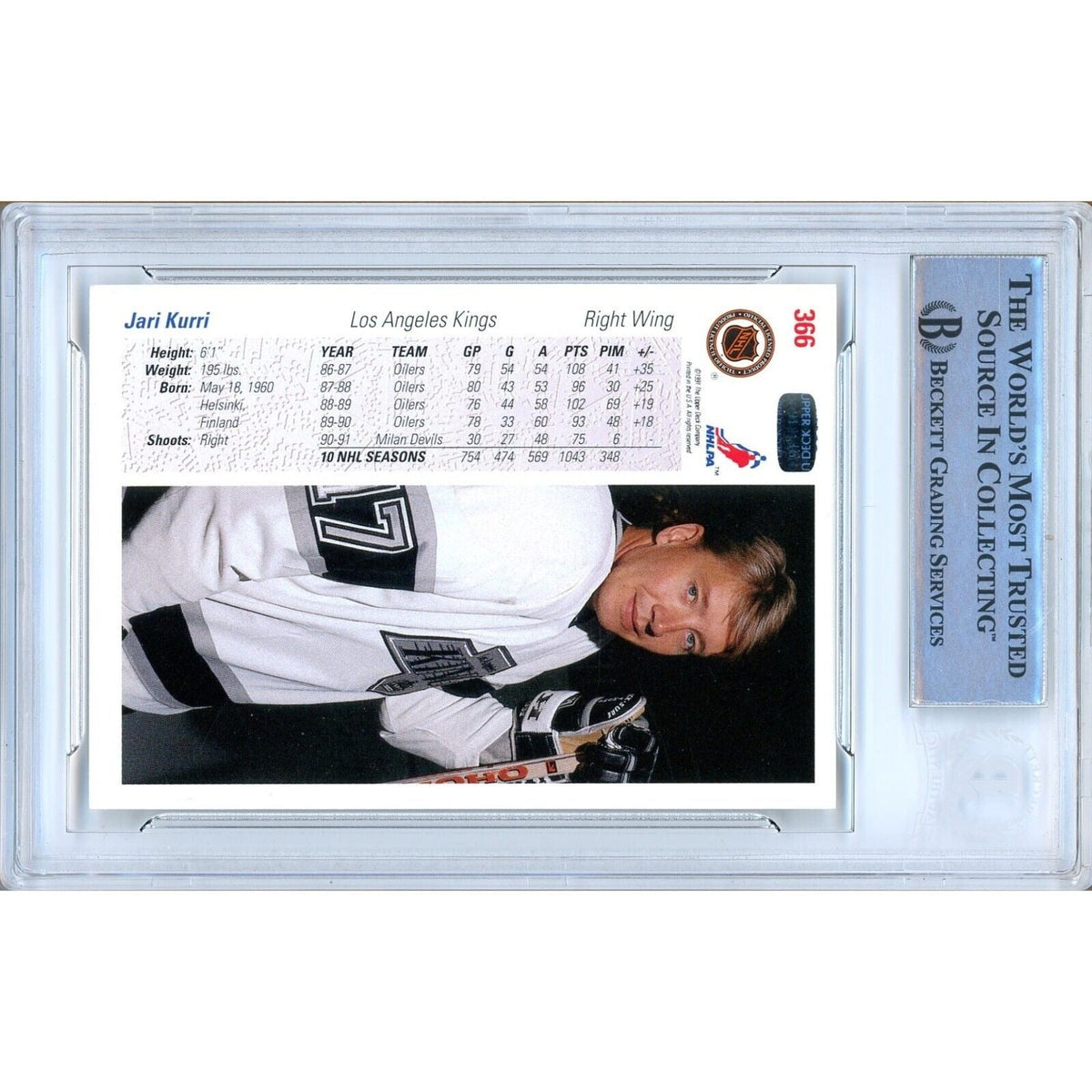 Jari Kurri Upper Deck Autograph Trading Card Beckett BAS