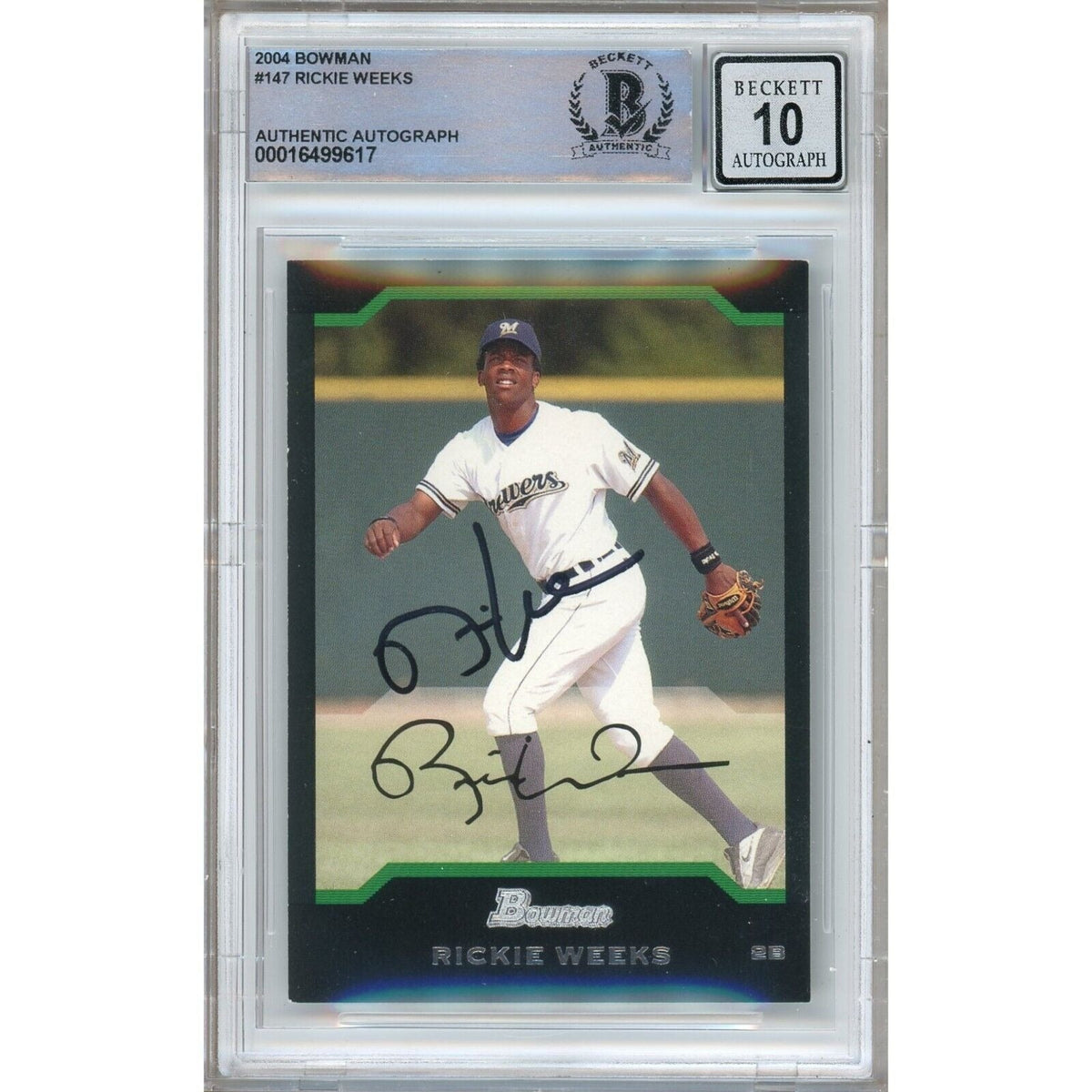 Rickie Weeks Milwaukee Brewers Signed Autographed Trading Card Beckett BGS