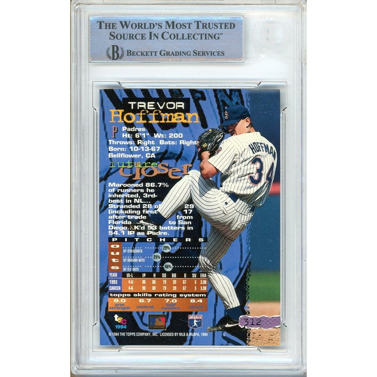Trevor Hoffman San Diego Padres Autograph Trading Card Beckett BAS