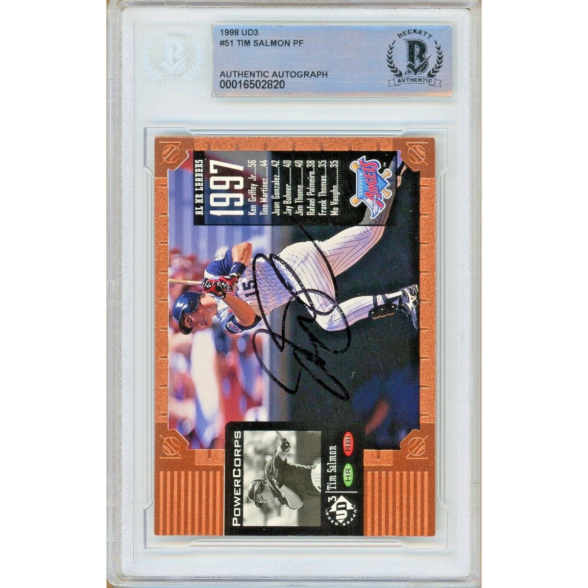Tim Salmon Anaheim Angels Signed Trading Card Beckett BAS